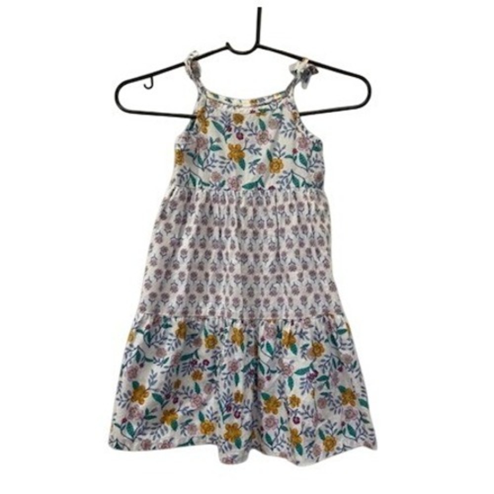 Carter's Floral Tiered Dress Toddler 3T Cotton Sleeveless Shoulder Ties‎ EASTER